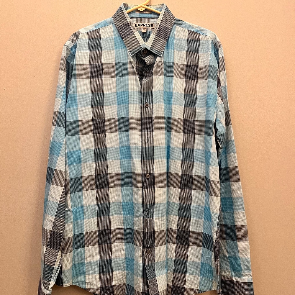 Express Mens Fitted Collared Dress Shirt Size XL